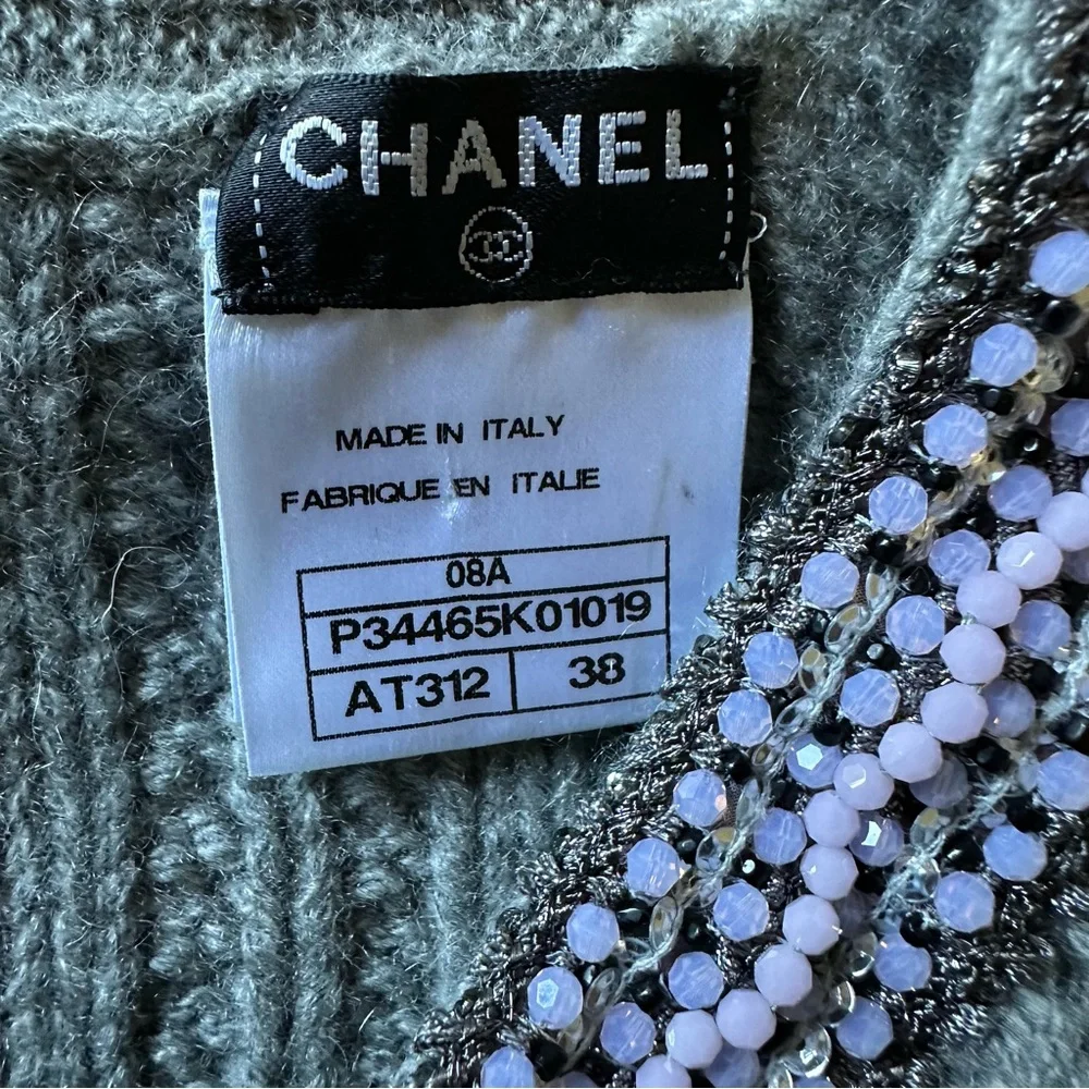 CHANEL Beaded Camellia Cashmere Apron Sweater🌸